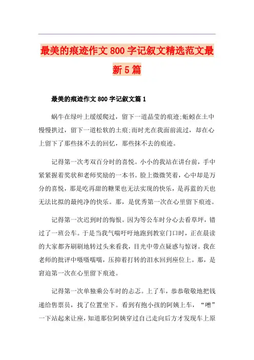 最美的痕迹作文800字记叙文精选范文最新5篇