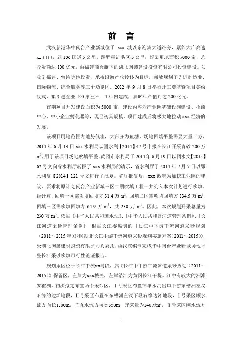 [精品]长江吹填采砂可行性论证报告
