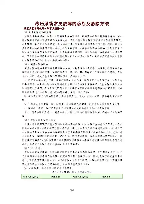 液压系统常见故障的诊断及消除方法