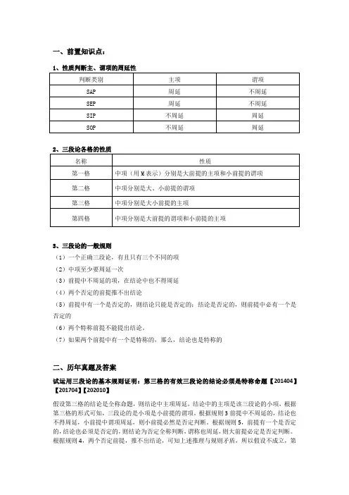 00024普通逻辑自考-三段论知识点及真题答案