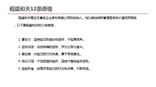 稻盛和夫12条感悟