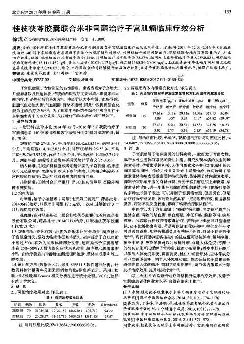 桂枝茯苓胶囊联合米非司酮治疗子宫肌瘤临床疗效分析