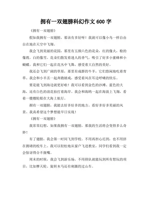 拥有一双翅膀科幻作文600字
