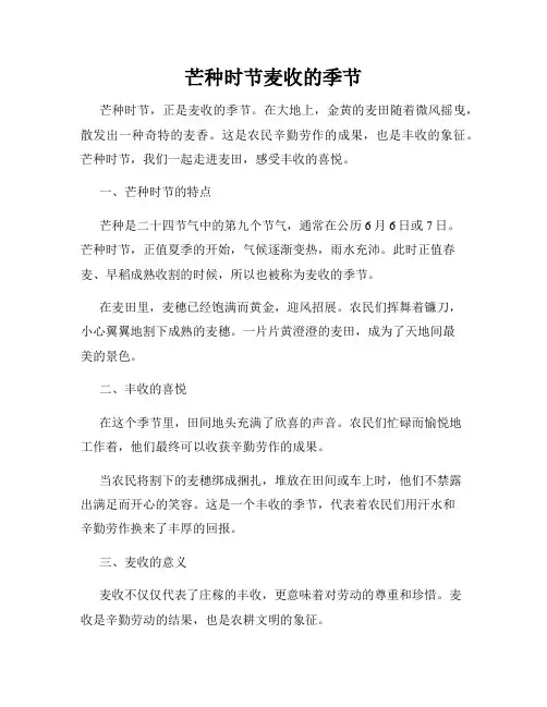 芒种时节麦收的季节
