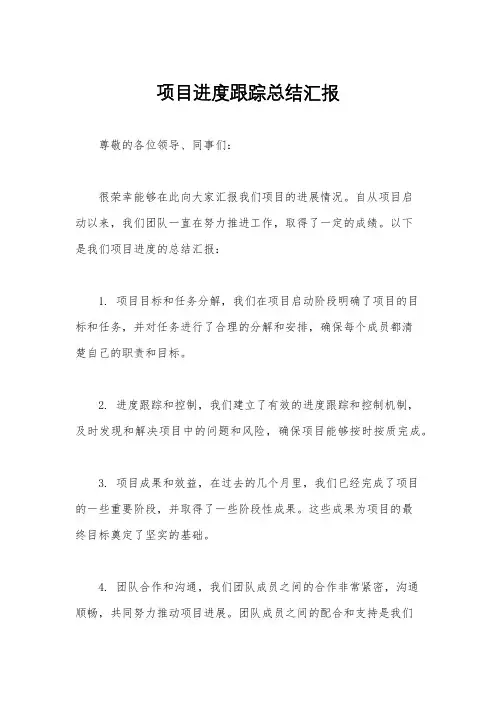 项目进度跟踪总结汇报