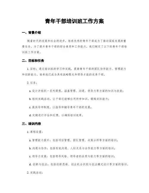 青年干部培训班工作方案