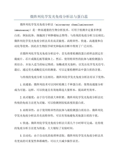 微阵列化学发光免疫分析法与蛋白蕊