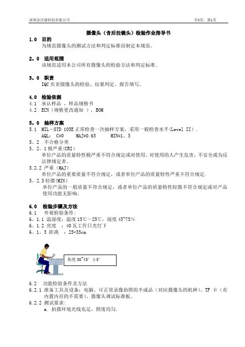 摄像头检验作业指导书
