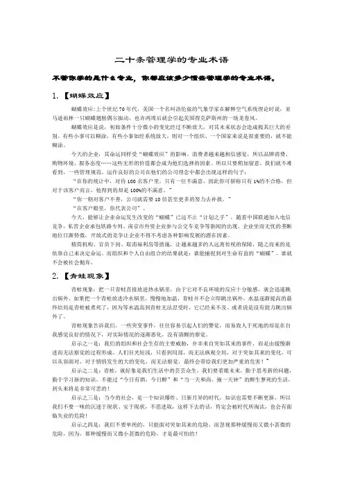 二十条管理学的专业术语