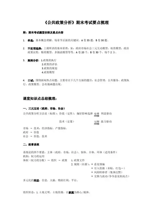 公共政策分析知识点梳理