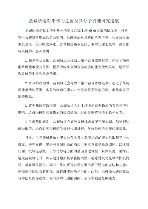 盐碱胁迫对果树的危害及其分子机理研究进展
