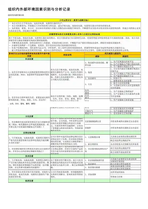 组织内外部环境因素识别与分析记录