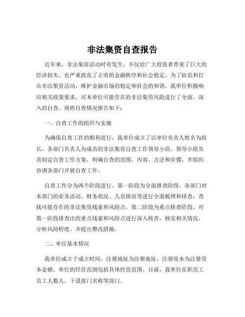 非法集资自查报告