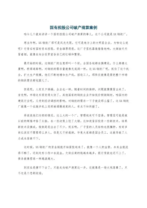 国有控股公司破产清算案例