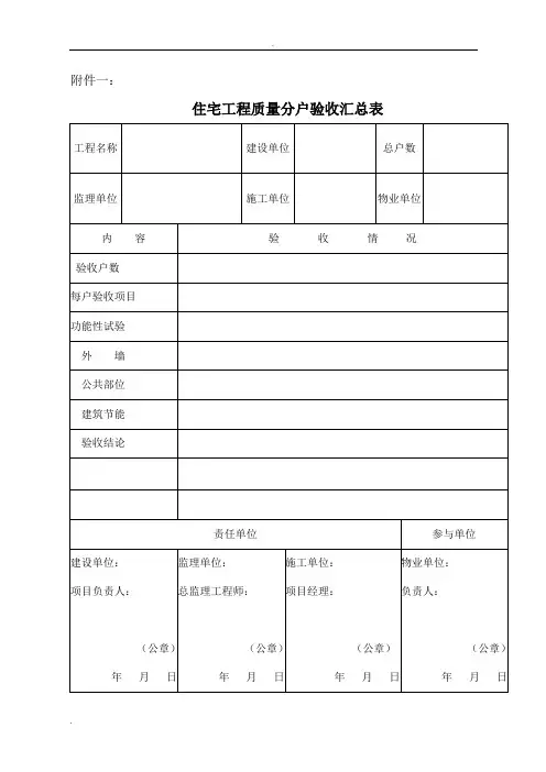 房屋分户验收表格