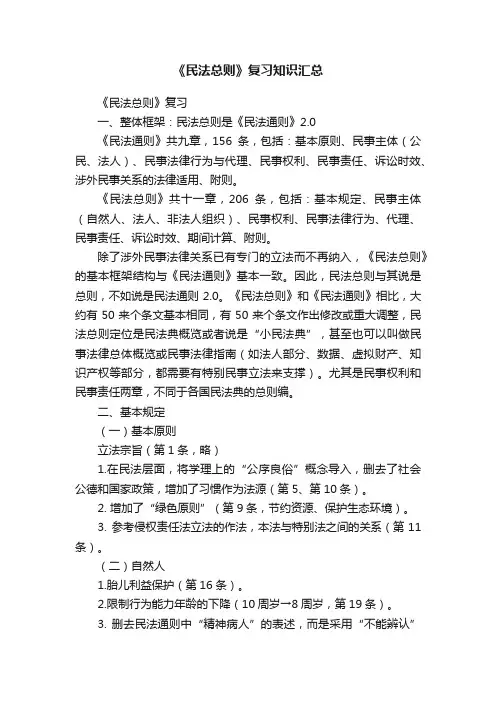 《民法总则》复习知识汇总