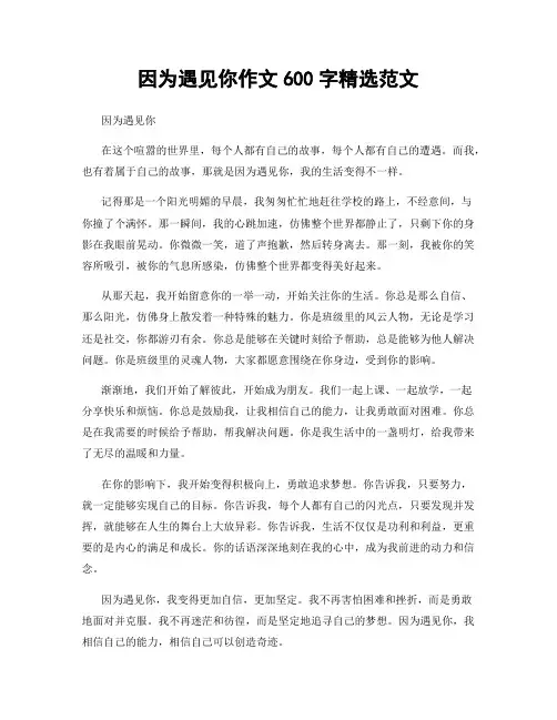 因为遇见你作文600字精选范文