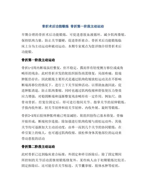 骨折术后功能锻炼 骨折第一阶段主动运动
