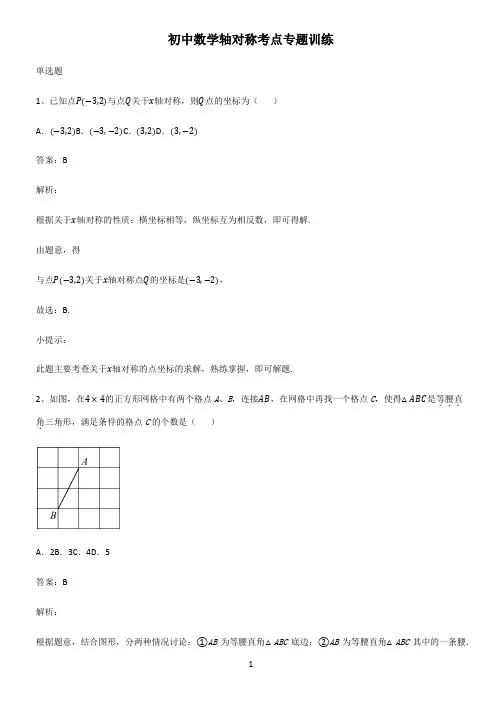 初中数学轴对称考点专题训练