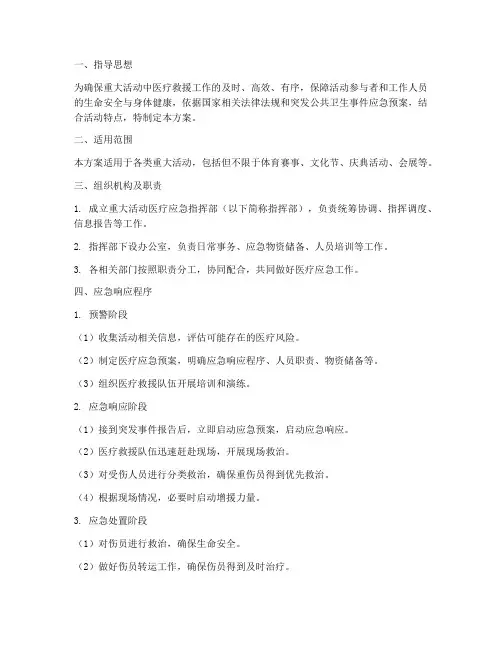 重大活动医疗应急预案方案