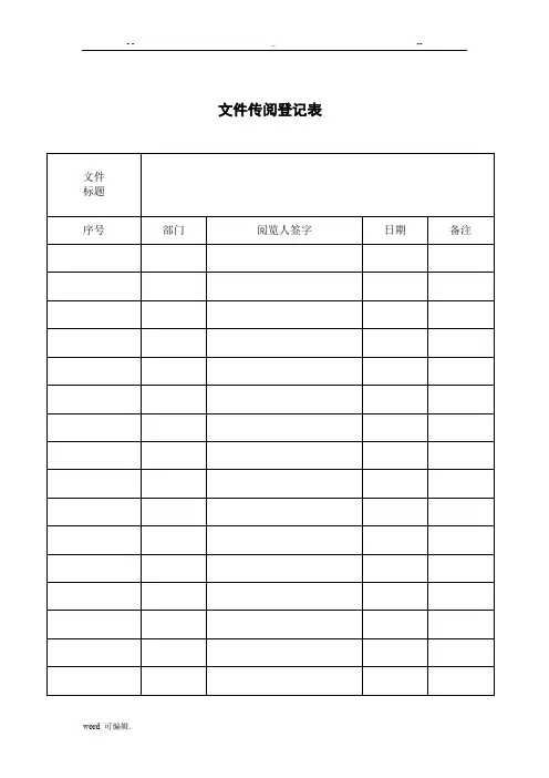 文件传阅登记表格模板