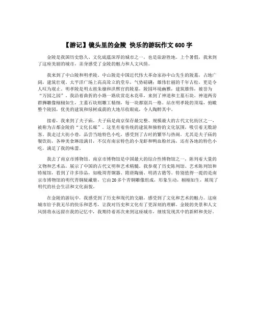 【游记】镜头里的金陵 快乐的游玩作文600字