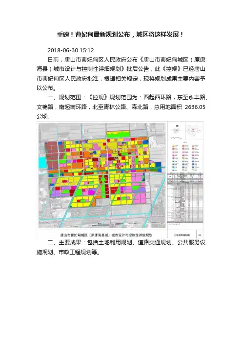 重磅！曹妃甸最新规划公布，城区将这样发展！