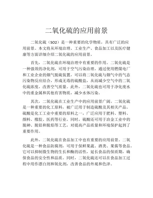 二氧化硫的应用前景