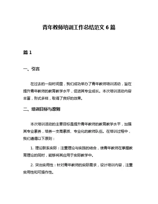 青年教师培训工作总结范文6篇