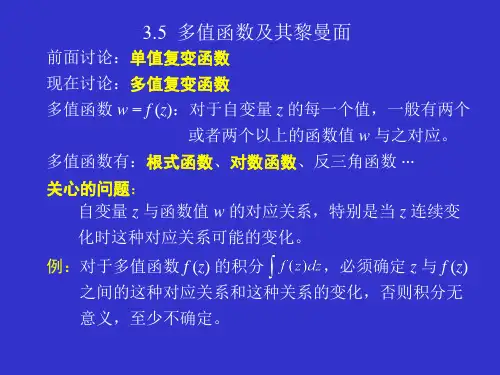 大学物理-多值函数及其黎曼面