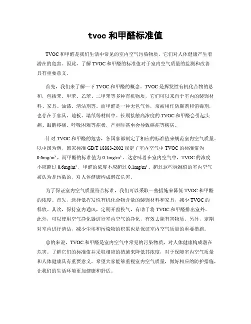 tvoc和甲醛标准值