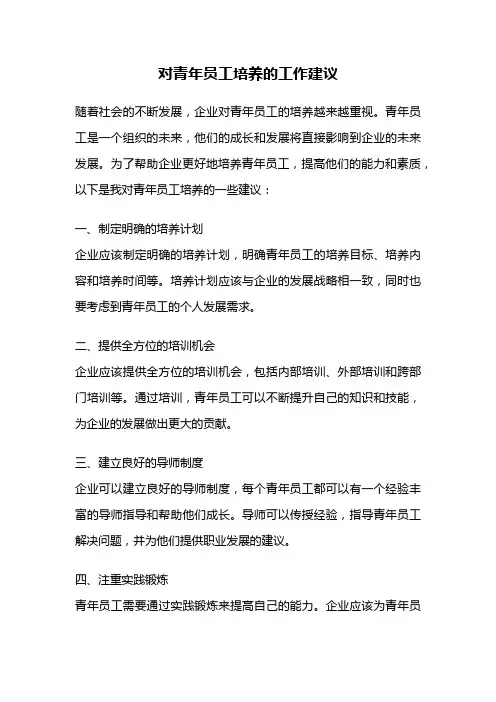 对青年员工培养的工作建议