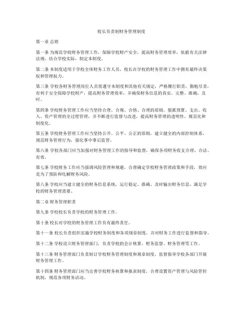 校长负责制财务管理制度