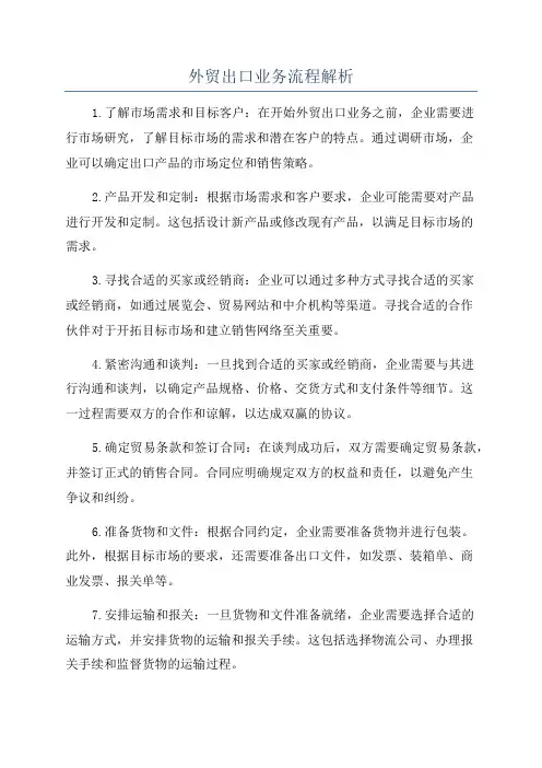 外贸出口业务流程解析