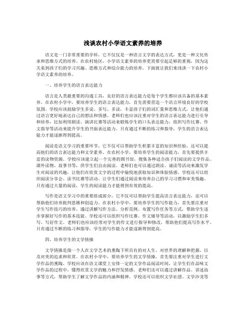 浅谈农村小学语文素养的培养