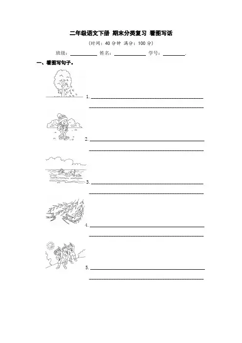 二年级语文下册期末分类复习：看图写话【部编版含答案】