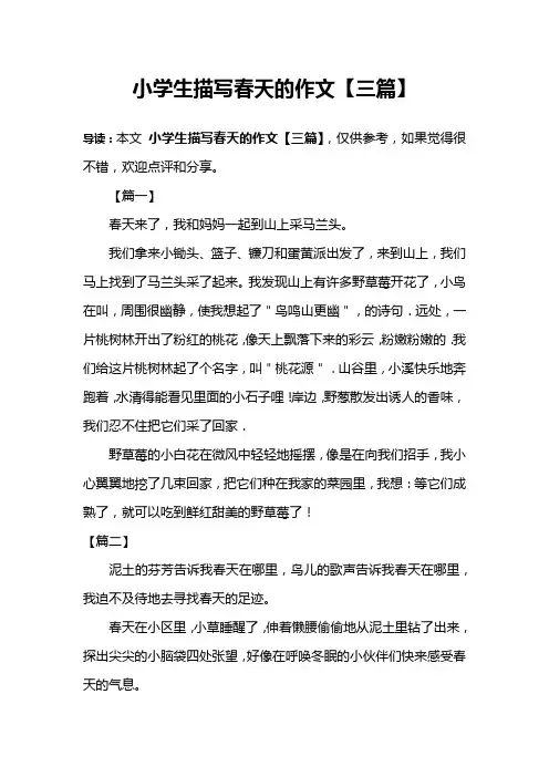 小学生描写春天的作文【三篇】