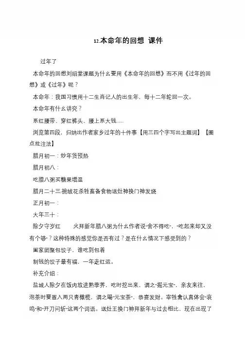 12.本命年的回想 课件