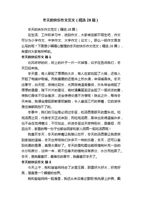 冬天的快乐作文范文（精选28篇）