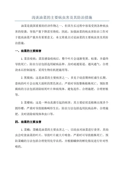 浅谈油菜的主要病虫害及其防治措施