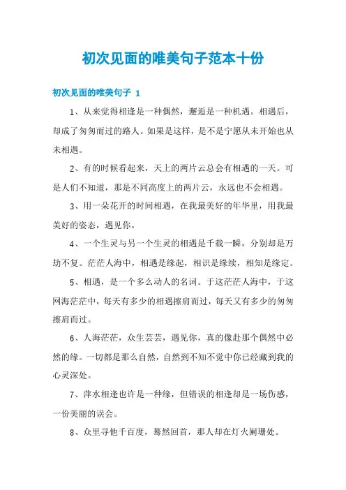 初次见面的唯美句子范本十份