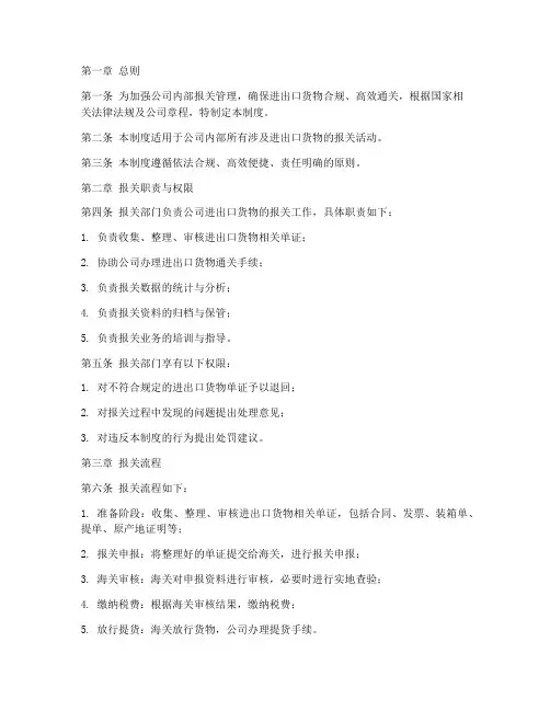 公司内部报关管理制度全套范本