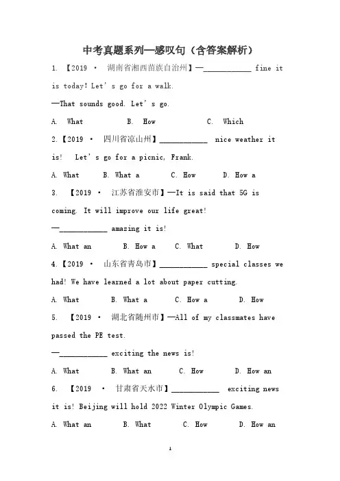 中考真题系列—感叹句(含答案解析)
