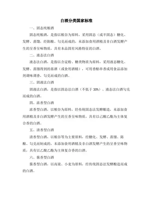 白酒分类国家标准