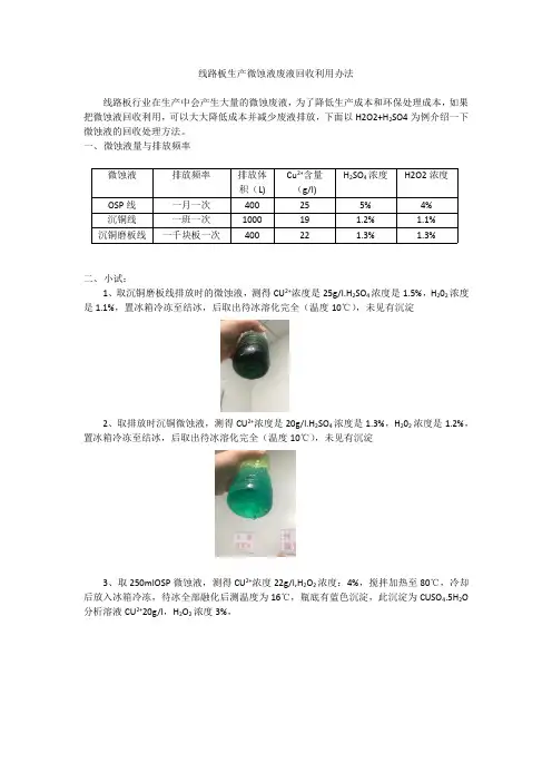 线路板微蚀液回收方法