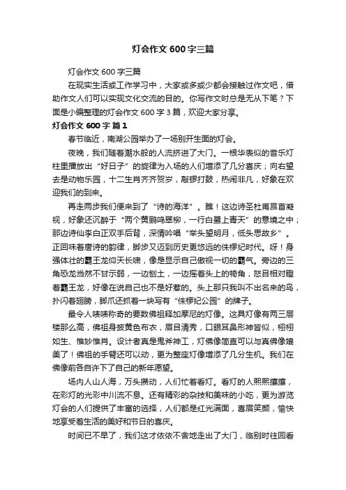 灯会作文600字三篇