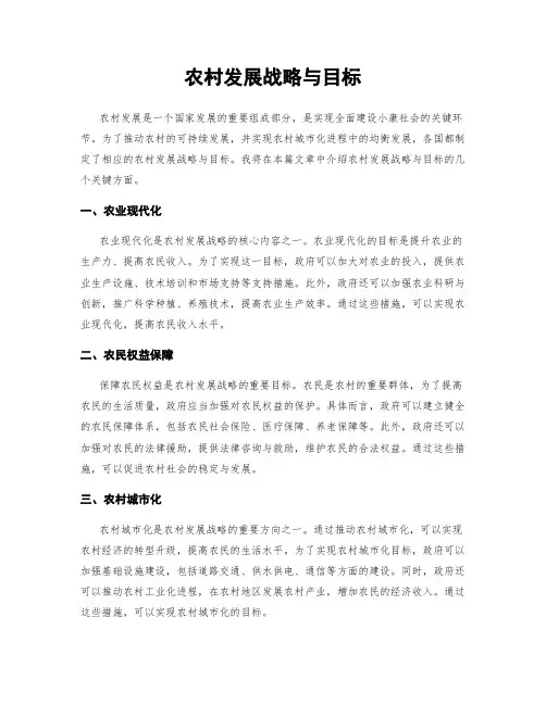 农村发展战略与目标