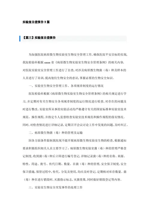 实验室自查报告3篇