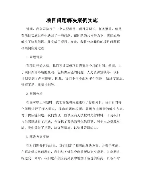 项目问题解决案例实施
