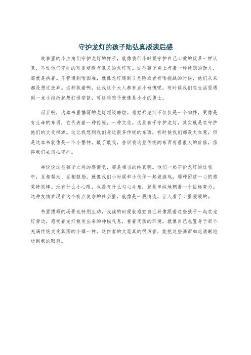 守护龙灯的孩子陆弘真版读后感